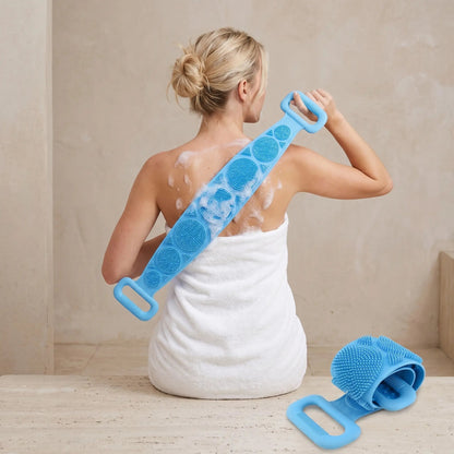 Double-Sided Silicone Back Scrubber,Exfoliating Body Brush Strap