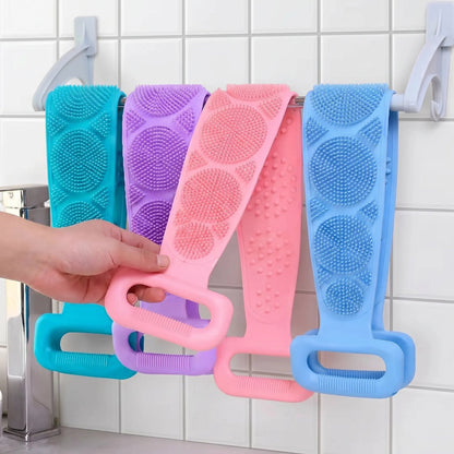 Double-Sided Silicone Back Scrubber,Exfoliating Body Brush Strap