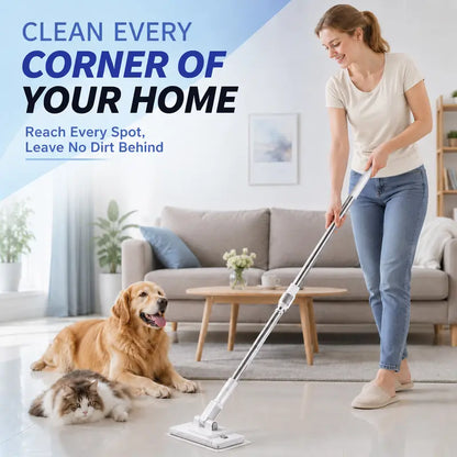 Retractable Disposable Pad Handheld Mop - Clamp-and-Go Clean Dry/Wet Cleaning Supply with Hands-Free Automatic Clamp, Replaceable Non-Woven Pads for Hardwood, Tile Floors