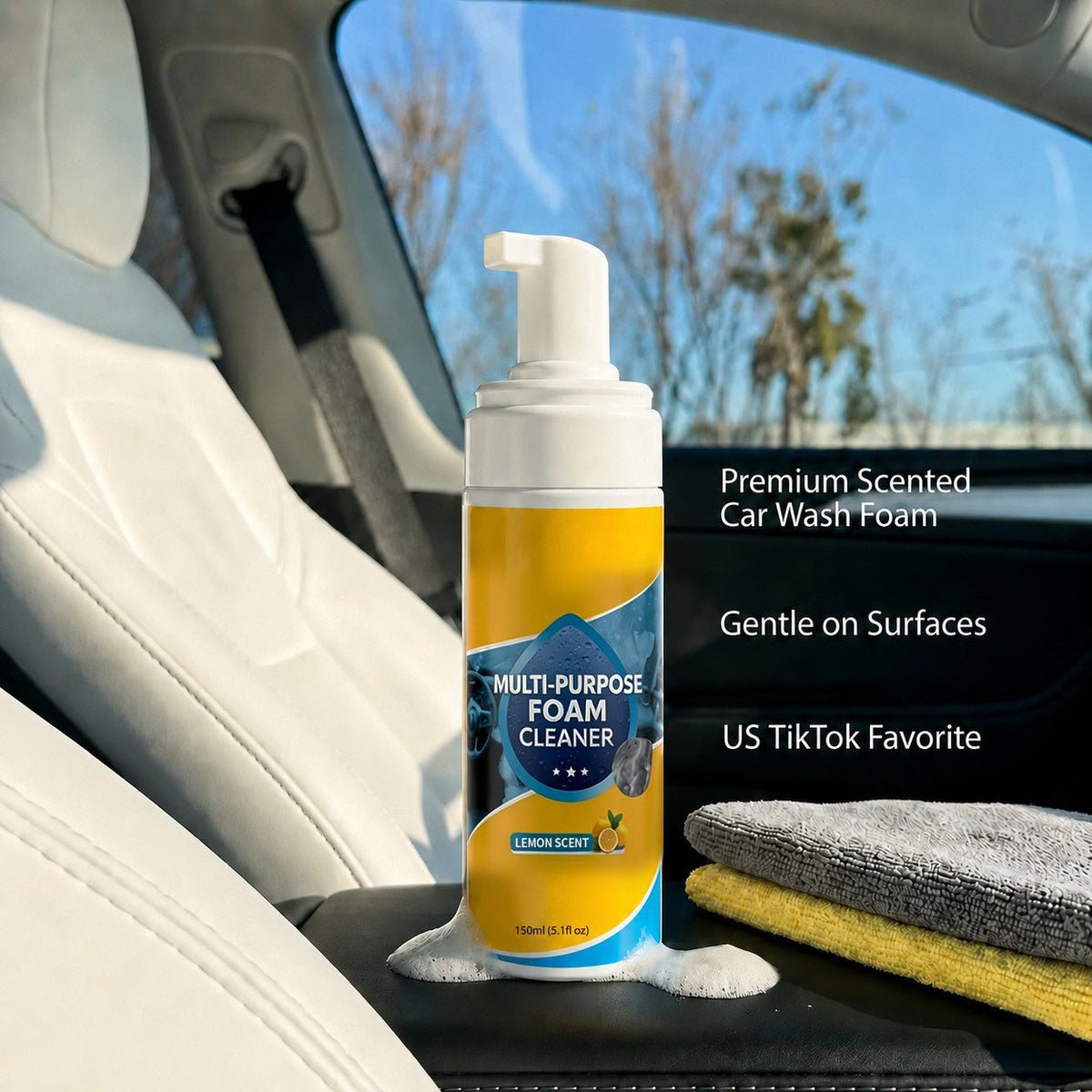 Multi-Enzyme Foam Spray Cleaner—Multi‑Surface Cleaner for Kitchen, Bathroom & Car Interior, Less Scrubbing Formula