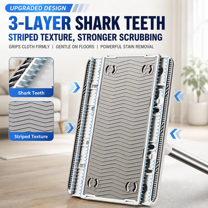 Retractable Disposable Pad Handheld Mop - Clamp-and-Go Clean Dry/Wet Cleaning Supply with Hands-Free Automatic Clamp, Replaceable Non-Woven Pads for Hardwood, Tile Floors