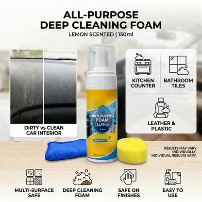Multi-Enzyme Foam Spray Cleaner—Multi‑Surface Cleaner for Kitchen, Bathroom & Car Interior, Less Scrubbing Formula