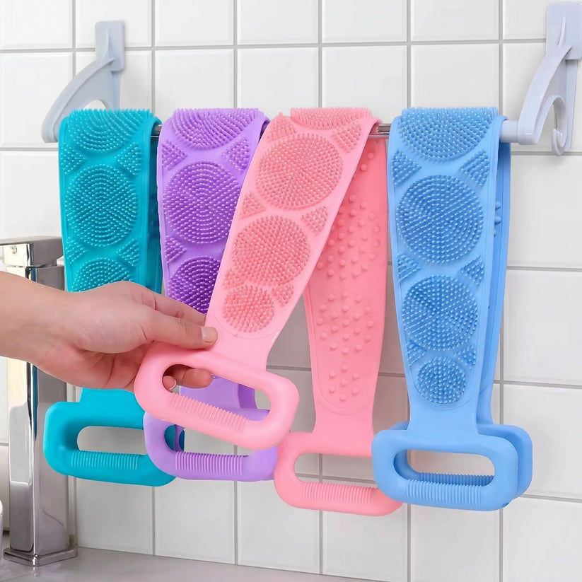 Double-Sided Silicone Back Scrubber,Exfoliating Body Brush Strap