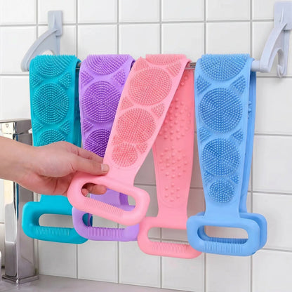 Double-Sided Silicone Back Scrubber,Exfoliating Body Brush Strap
