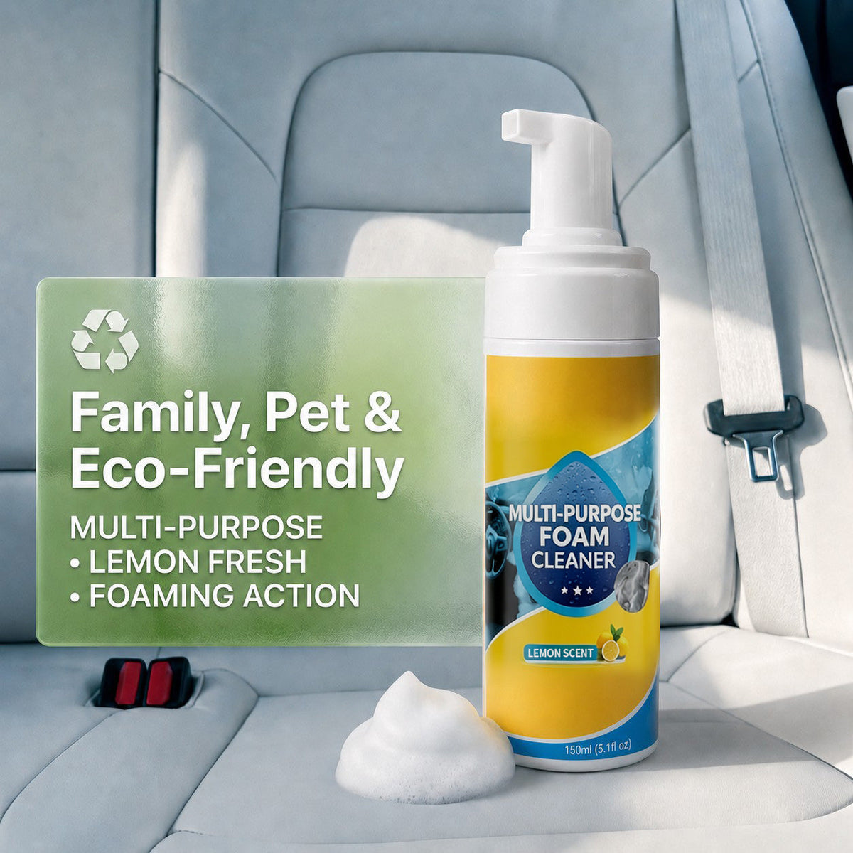 Multi-Enzyme Foam Spray Cleaner—Multi‑Surface Cleaner for Kitchen, Bathroom & Car Interior, Less Scrubbing Formula